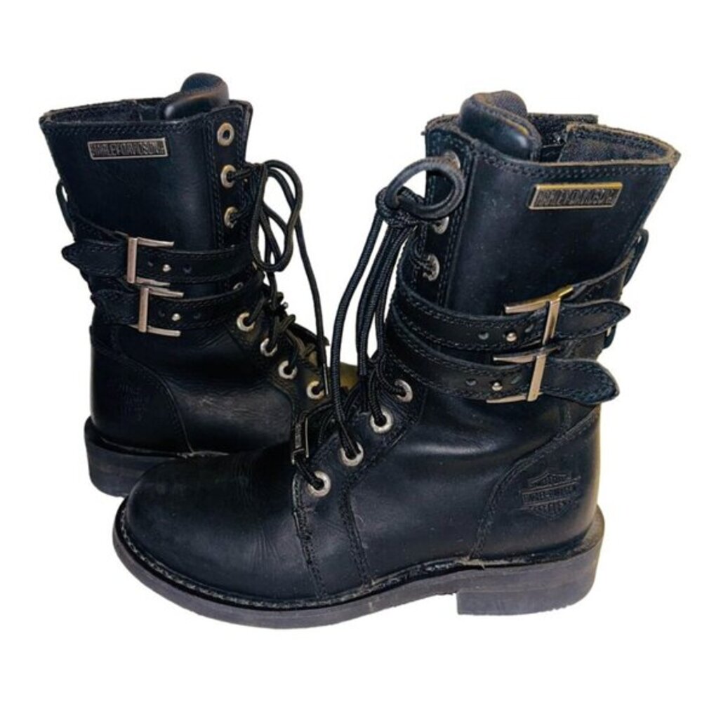 Harley Davidson Bradbrook Black Leather Boots Woman’s Size 6.5